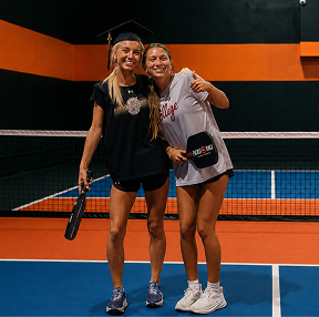 Texas Pickleball women players competing during indoor doubles pickleball game